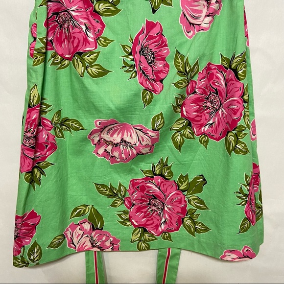 TIBI COTTON GREEN PINK FLORAL FLOWERS TIE WAIST SKIRT - Picture 8 of 15